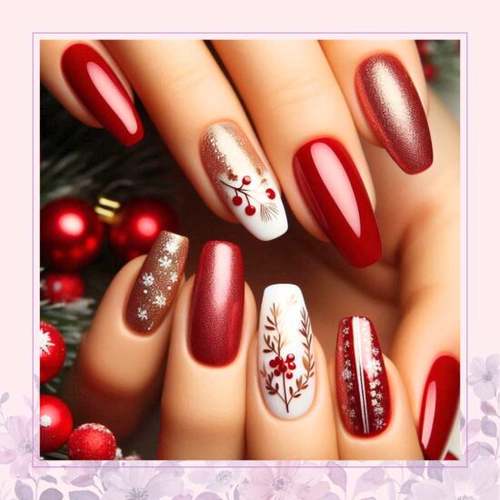 Classic Christmas Berry Elegance nail art design