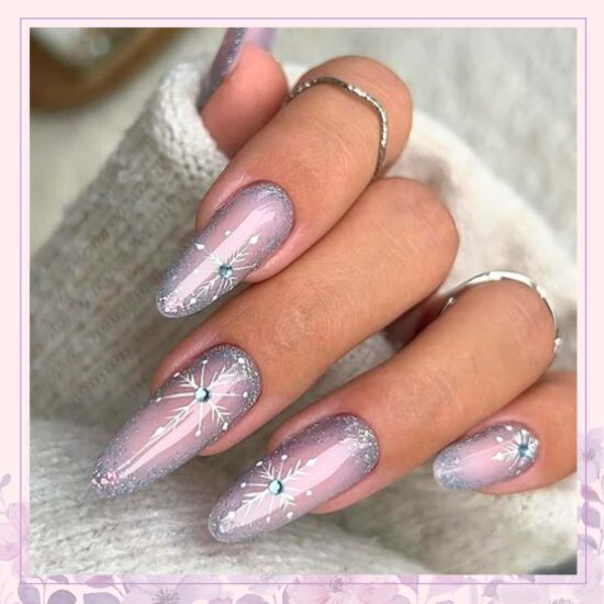 Icy Crystal Snowflakes nail design