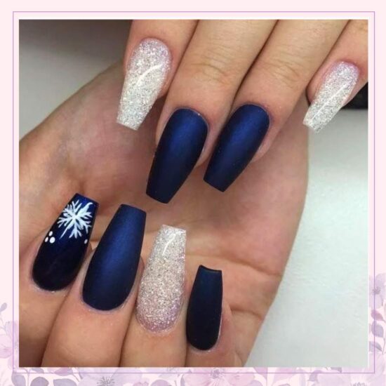 Midnight Snow Storm nail design