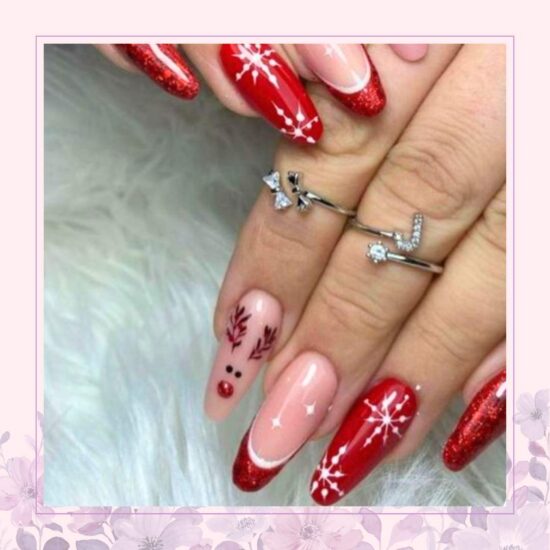 Rudolphs Red Nose Delight nail art