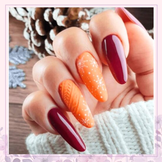 Spiced Pumpkin Winter nail art design