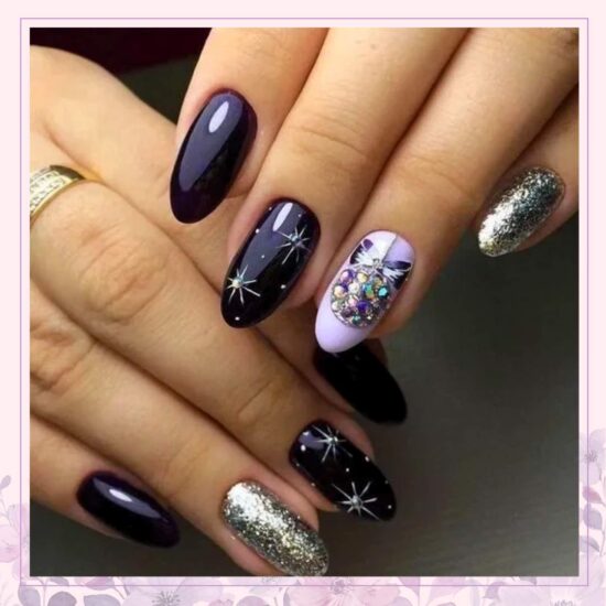 Starry Winter Night nail design