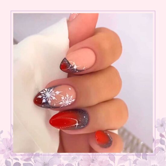 Winter Berry Romance nail design